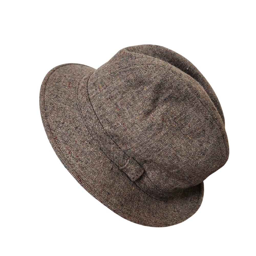 VTG Hopkins Fifth Avenue‎ Tweed Fedora Hat Large Sears 7 1/4 7 3/8 Brown